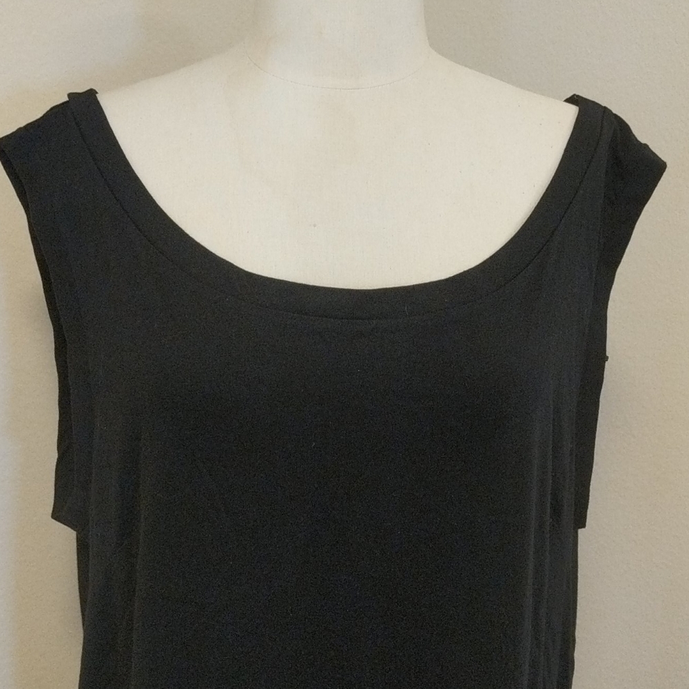 Black long t-shirt sleeve-less 100 %cotton